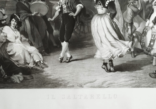 Il Saltarello La Dance italienne Grande Gravure 19ème