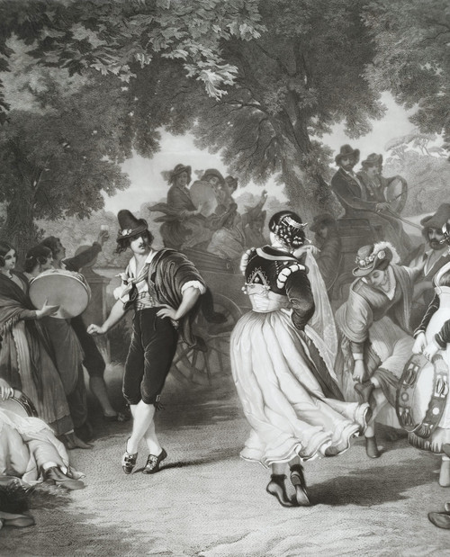 Il Saltarello The Italian Dance Large Engraving 19th