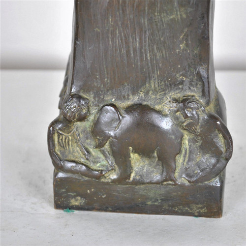 Robin Shippard, Little Girl With Puppy, Bronze Signed And Dated 1901