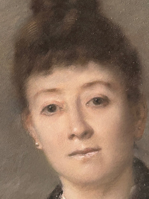 Portrait De Femme - Pastel - Signed And Dated 1886