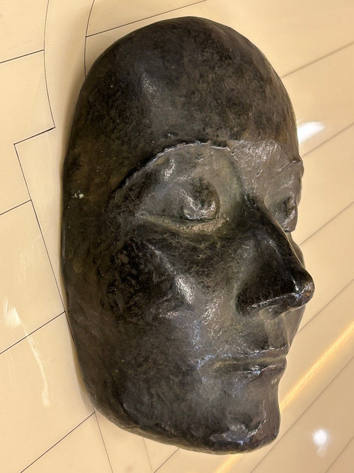 Bronze Mask Signed Seiler Dated 45 - Height 16 Cm