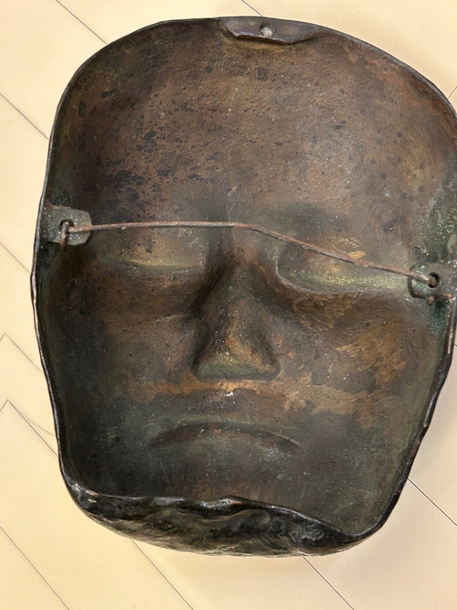 Bronze Mask Signed Seiler Dated 45 - Height 16 Cm