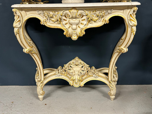 Louis XV Style Lacquered And Gilded Wood Console circa 1900