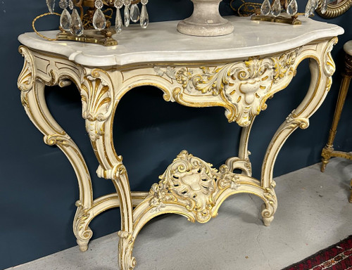 Louis XV Style Lacquered And Gilded Wood Console circa 1900