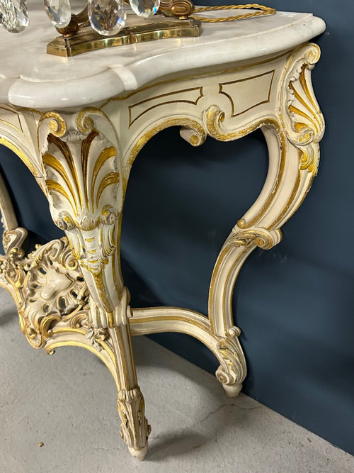 Louis XV Style Lacquered And Gilded Wood Console circa 1900