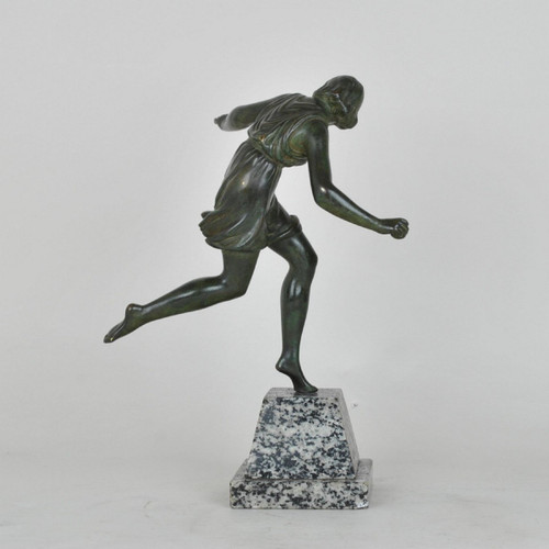 P Le Faguays, Woman with a Ball, Signed Bronze, Art Deco, 20th Century