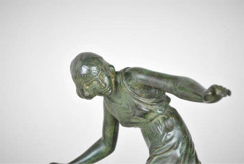 P Le Faguays, Woman with a Ball, Signed Bronze, Art Deco, 20th Century