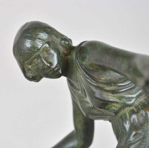 P Le Faguays, Woman with a Ball, Signed Bronze, Art Deco, 20th Century