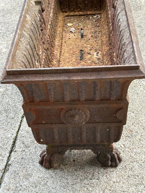 Important Pair Of 19th Century Cast Iron Claw Foot Planters - L 100 Cm