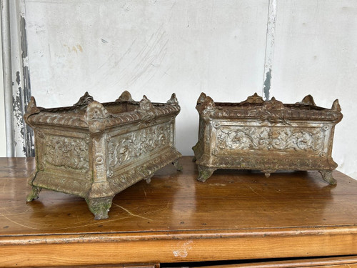 Pair Of Late 19th Century Cast Iron Planters