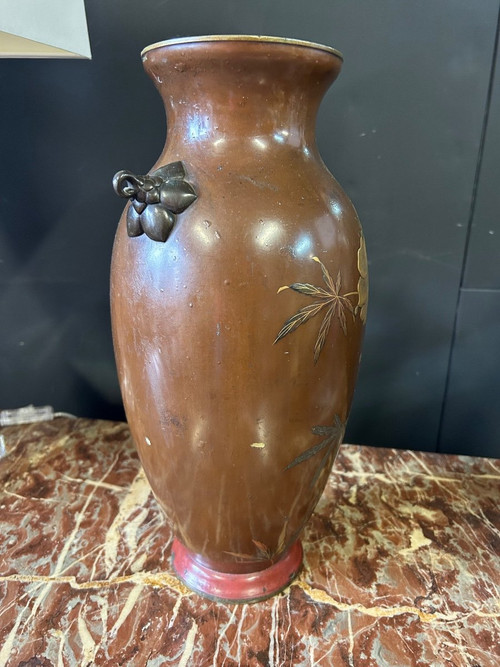 Japanische Vase - Auf Bronze lackiertes Japan aus dem 19. Jahrhundert, H 38 cm