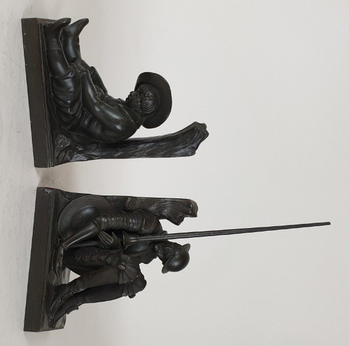 Janle / Max Le Verrier, Pair Of Don Quixote Bookends, Art Deco, 20th Century