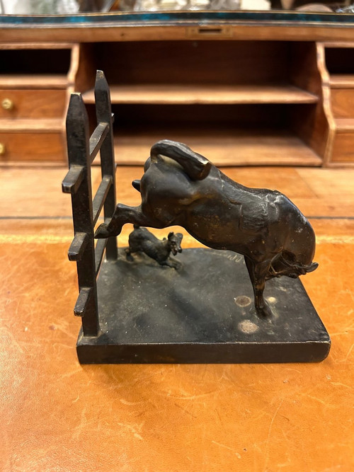 D'Illiers Gaston (1876-1932) Horse And Dog at La Barrière - Bronze