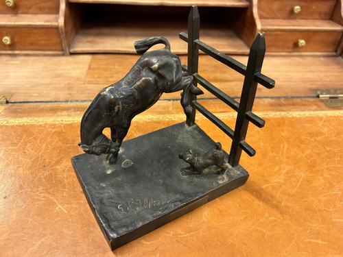 D'Illiers Gaston (1876-1932) Horse And Dog at La Barrière - Bronze