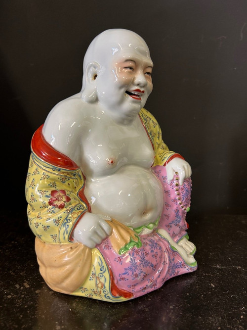 Buddha - Budai - Putai Rieur Porcellana smaltata in policromia Cina Inizio XX secolo