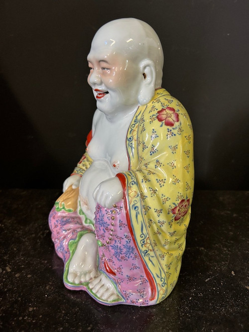 Buddha - Budai - Putai Rieur Porcellana smaltata in policromia Cina Inizio XX secolo