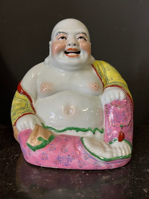 Buddha - Budai - Putai Rieur Porcellana smaltata in policromia Cina Inizio XX secolo