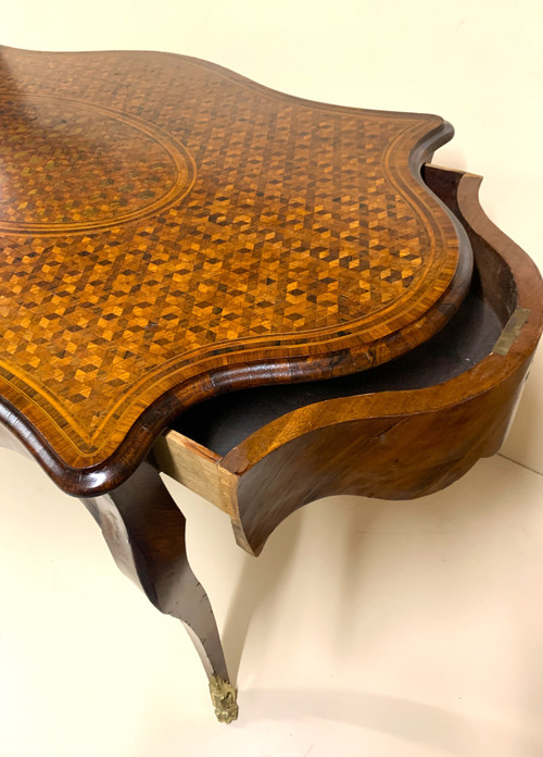 Middle Table In Cube Marquetry Napoleon III Period