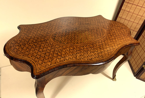 Middle Table In Cube Marquetry Napoleon III Period