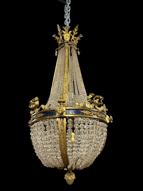 Gilded bronze Montgolfière chandelier In the Louis XVI style of the Napoleon III period