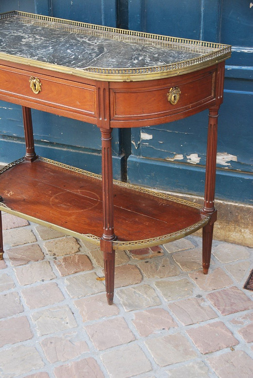 Half Moon Console In Mahogany Louis XVI Period Stamped By Nicolas Petit