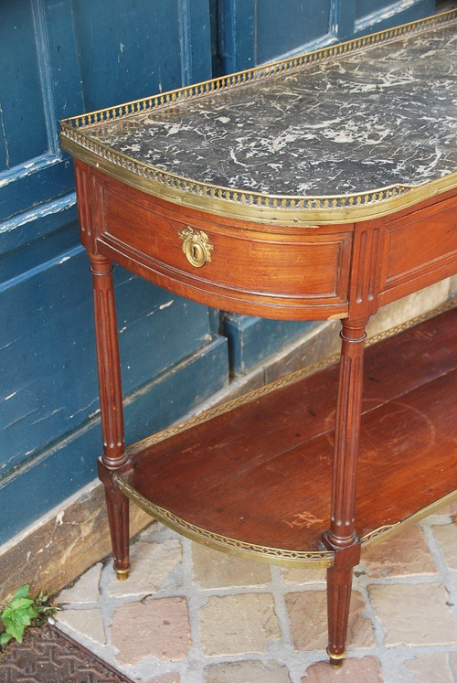 Half Moon Console In Mahogany Louis XVI Period Stamped By Nicolas Petit