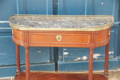 Half Moon Console In Mahogany Louis XVI Period Stamped By Nicolas Petit