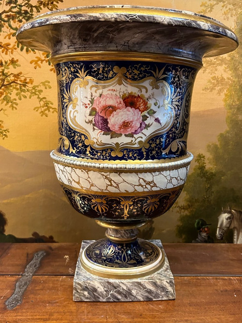 Important Medici Vase In Porcelain 19th Century H 52 Cm