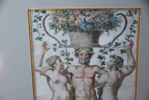 18th Century Polychrome Drawing, Allegory Of Spring