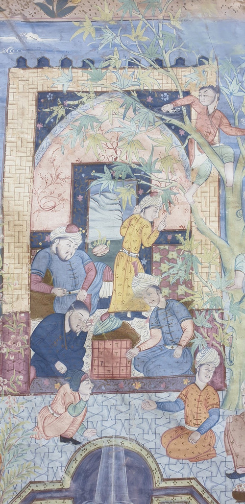 Kajar Panel In Painted Evening, 19th Century