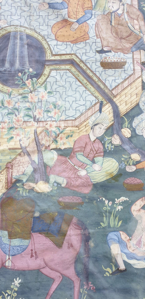 Kajar Panel In Painted Evening, 19th Century