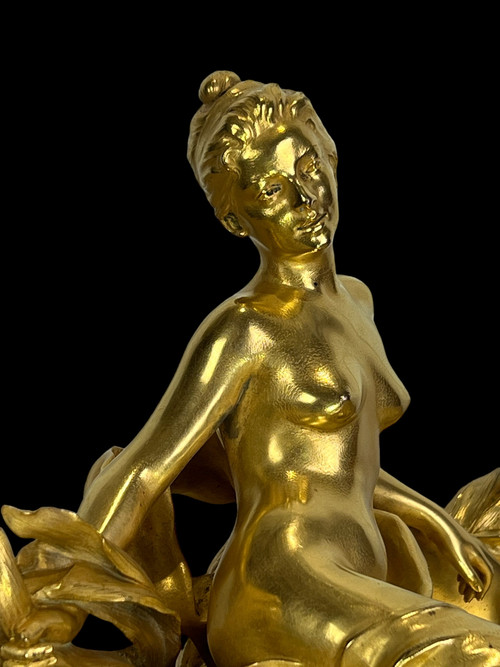 RAOUL LARCHE / CUP / INK BOTTLE SAYS “TO THE VICTORIOUS NYMPH IN GILT BRONZE