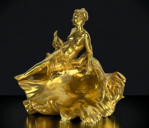 RAOUL LARCHE / CUP / INK BOTTLE SAYS “TO THE VICTORIOUS NYMPH IN GILT BRONZE