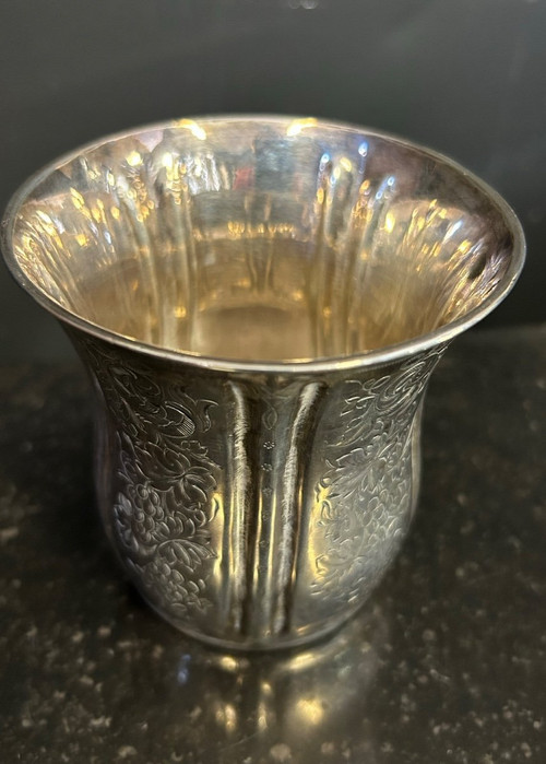 Fine Engraved Timbale In Solid Silver Minerve Marked Goldsmith Phillipe Berthier