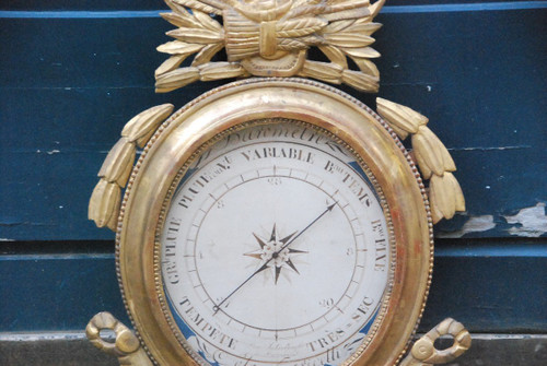 Baromètre En Bois Doré époque Louis XVI