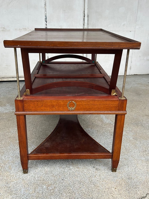 20th Century Empire Style Mahogany Rack And Pinion Bookcase Table