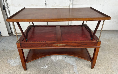 20th Century Empire Style Mahogany Rack And Pinion Bookcase Table