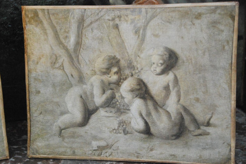 Pia Sauvage, Paire De Petites Toiles Jeux De Putti, 18th century