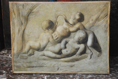 Pia Sauvage, Paire De Petites Toiles Jeux De Putti, 18th century