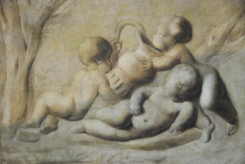 Pia Sauvage, Paire De Petites Toiles Jeux De Putti, 18th century