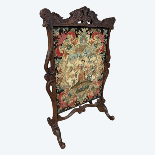 Important Louis XV Style Fireplace Screen Tapestry - 19th Century Firewall