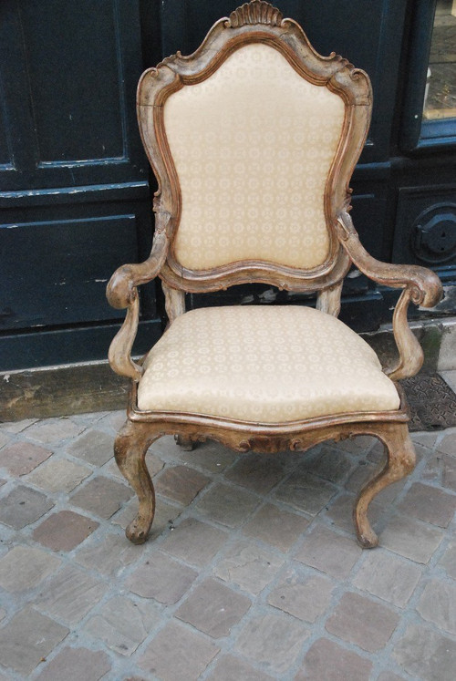 Venice , Large 18th century ceremonial armchair with frame