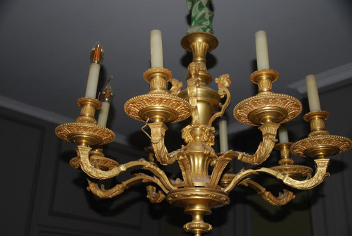 Mazarin, importante lampadario in bronzo dorato in stile Luigi XIV