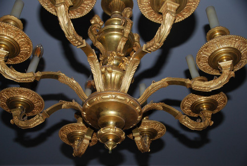 Mazarin, importante lampadario in bronzo dorato in stile Luigi XIV