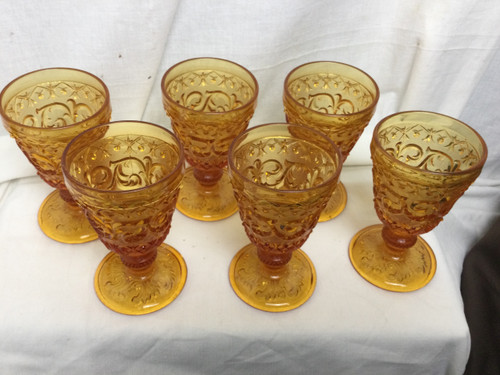 6 19th century wine glasses