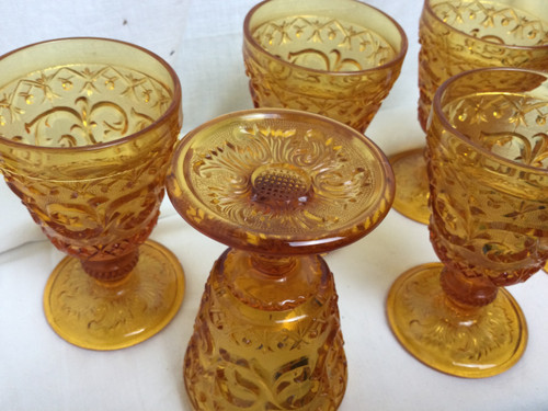 6 19th century wine glasses