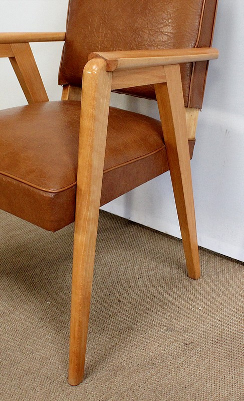 Pair of Bridge Armchairs, in Natural Beech – 1950