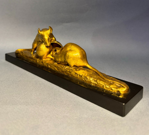 Gilded bronze sculpture "Mouse and snail" G. GARDET (F. Barbedienne)