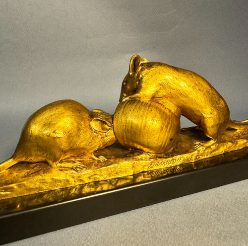 Gilded bronze sculpture "Mouse and snail" G. GARDET (F. Barbedienne)