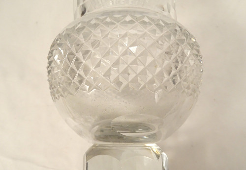 Large Medici Vase Cut Crystal Diamond Points Gilt Bronze 20th Century